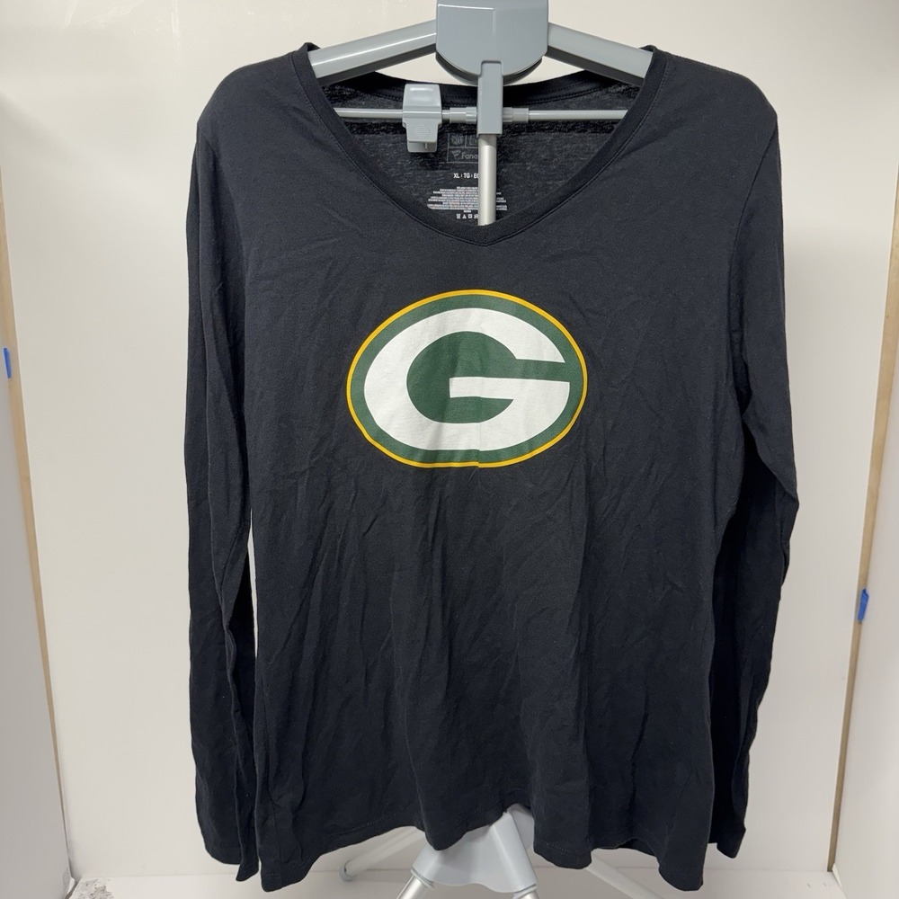 Fanatics Green Bay Packers NFL Men's XL Black Long Sleeve V-Neck Shirt